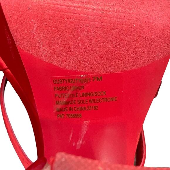 Steve Madden Gutsy Platform Pump Red Satin Block Heel Sandals Y2K Style Size 7 - Picture 9 of 9